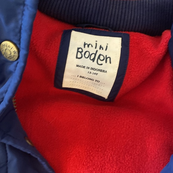 Mini Boden Navy Puffer Jacket Red Fleece Lining 13/14Y - Picture 4 of 5